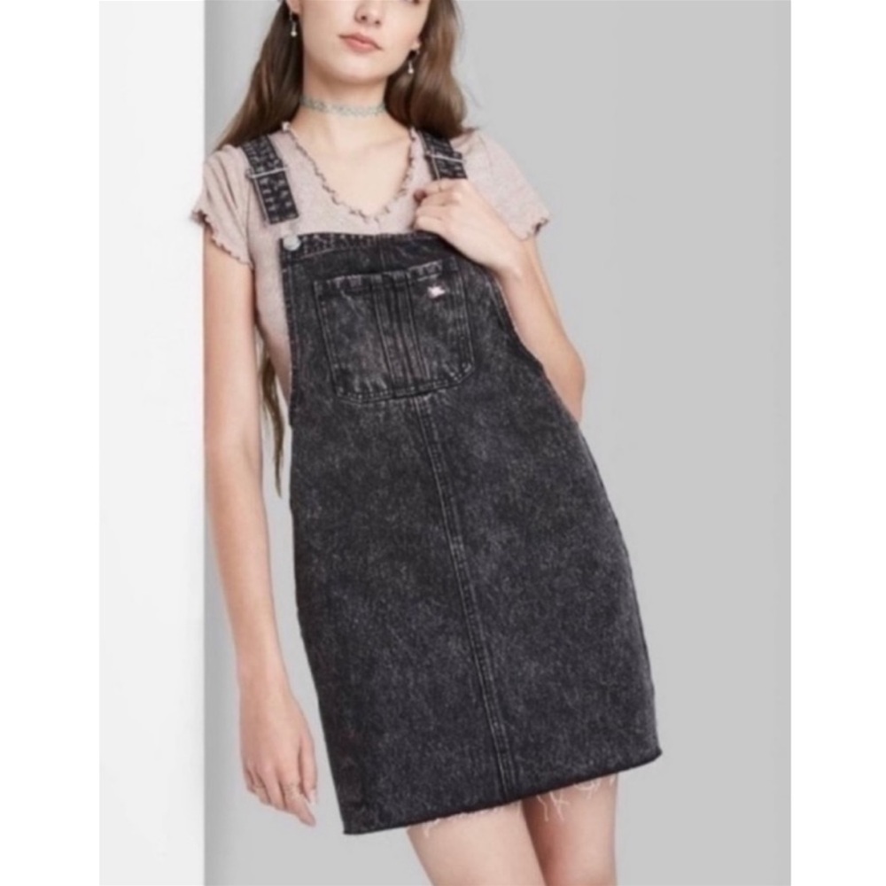 Wild Fable Black Acid Wash Bib Overall Mini Dress Size XXL